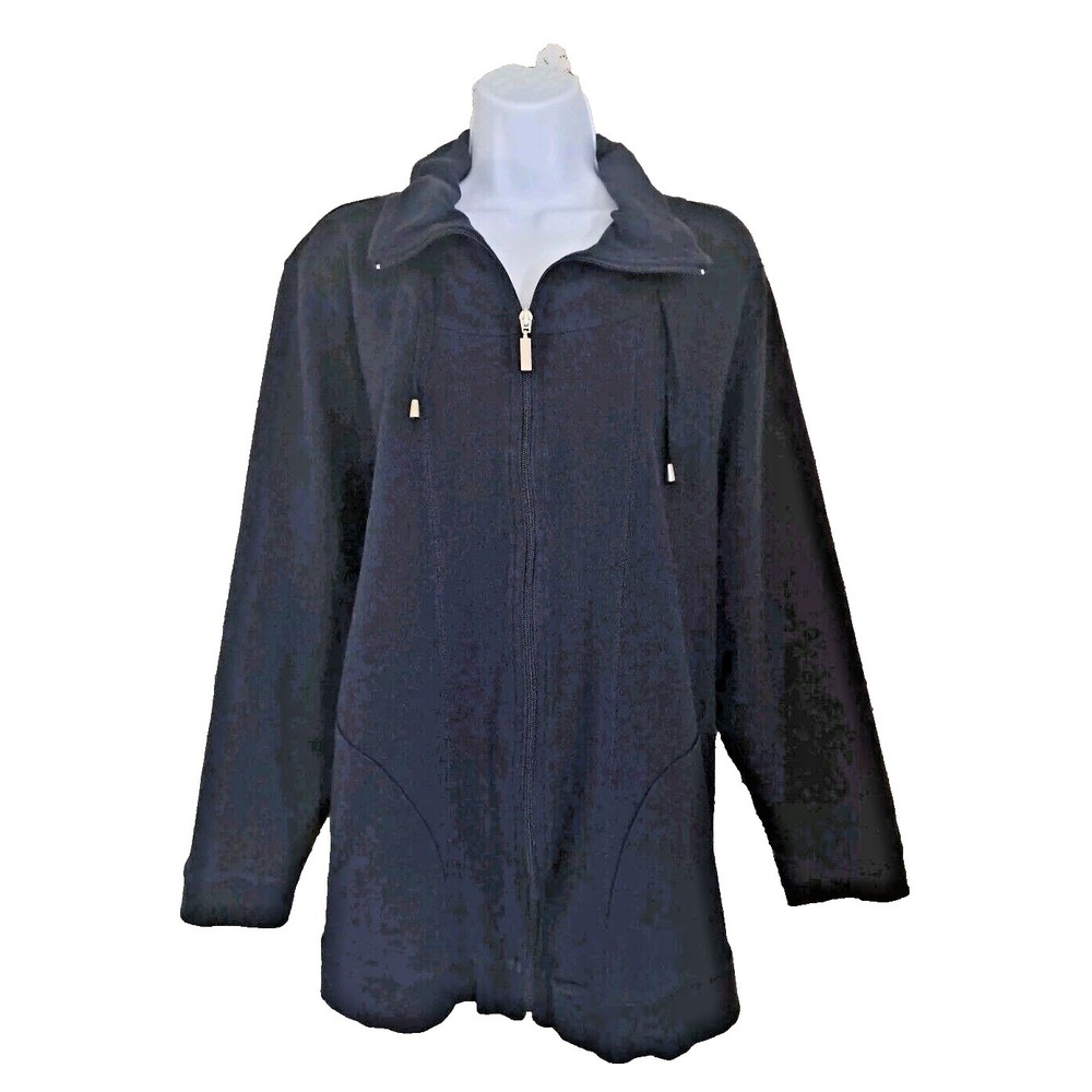 Liz & Me Sport Jacket Womens Size 1X Blue Full Zip Pockets Long Sleeve Spandex